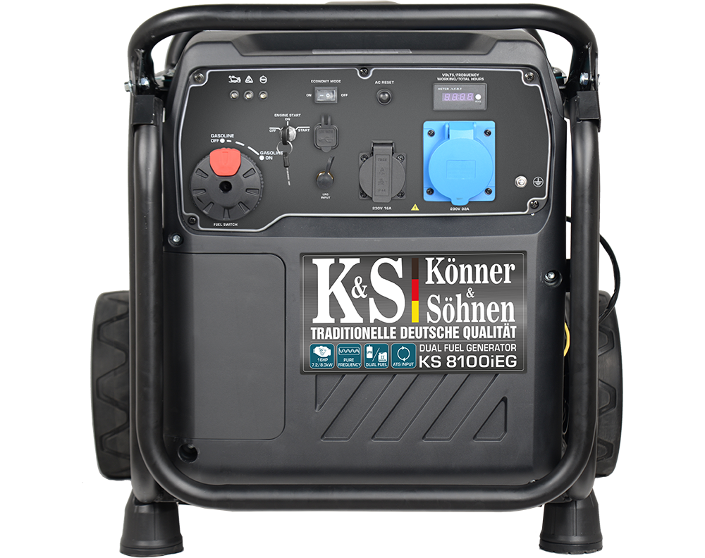 K&S Inverter 8.000 Watt Gas & Benzin KS8100iEG Stromaggregat mit E-Starter