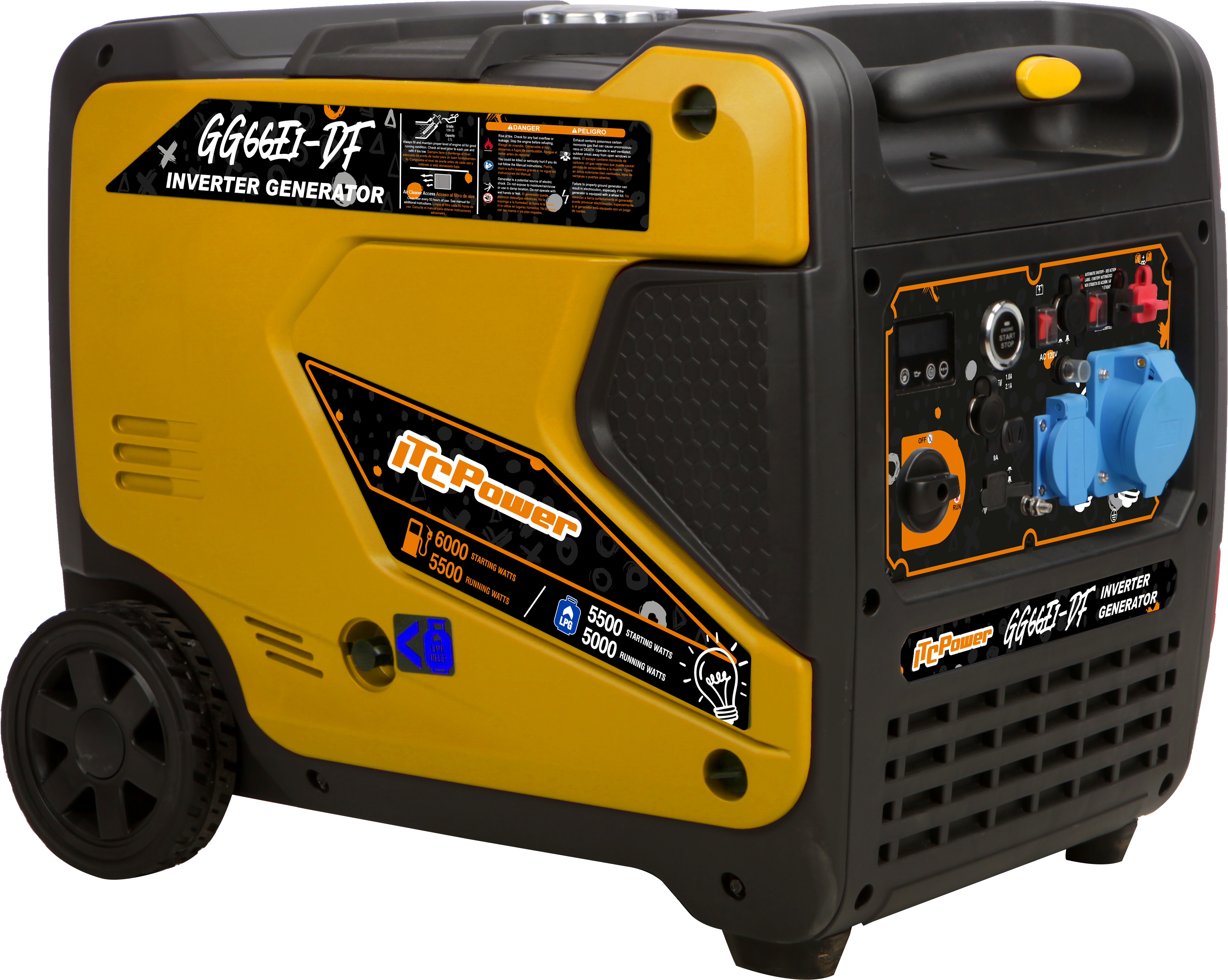 ITC POWER 6500 Watt Gas & Benzin GG66Ei-DF Inverter Stromaggregat