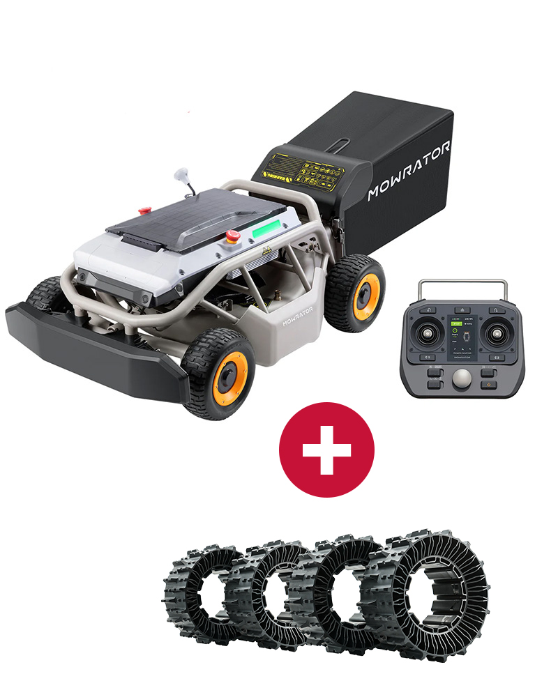 [BUNDLE] Mowrator S1 Mähroboter mit Fernsteuerung, Allrad-Antrieb & 18 Ah Batterie und 4x verformbare Räder