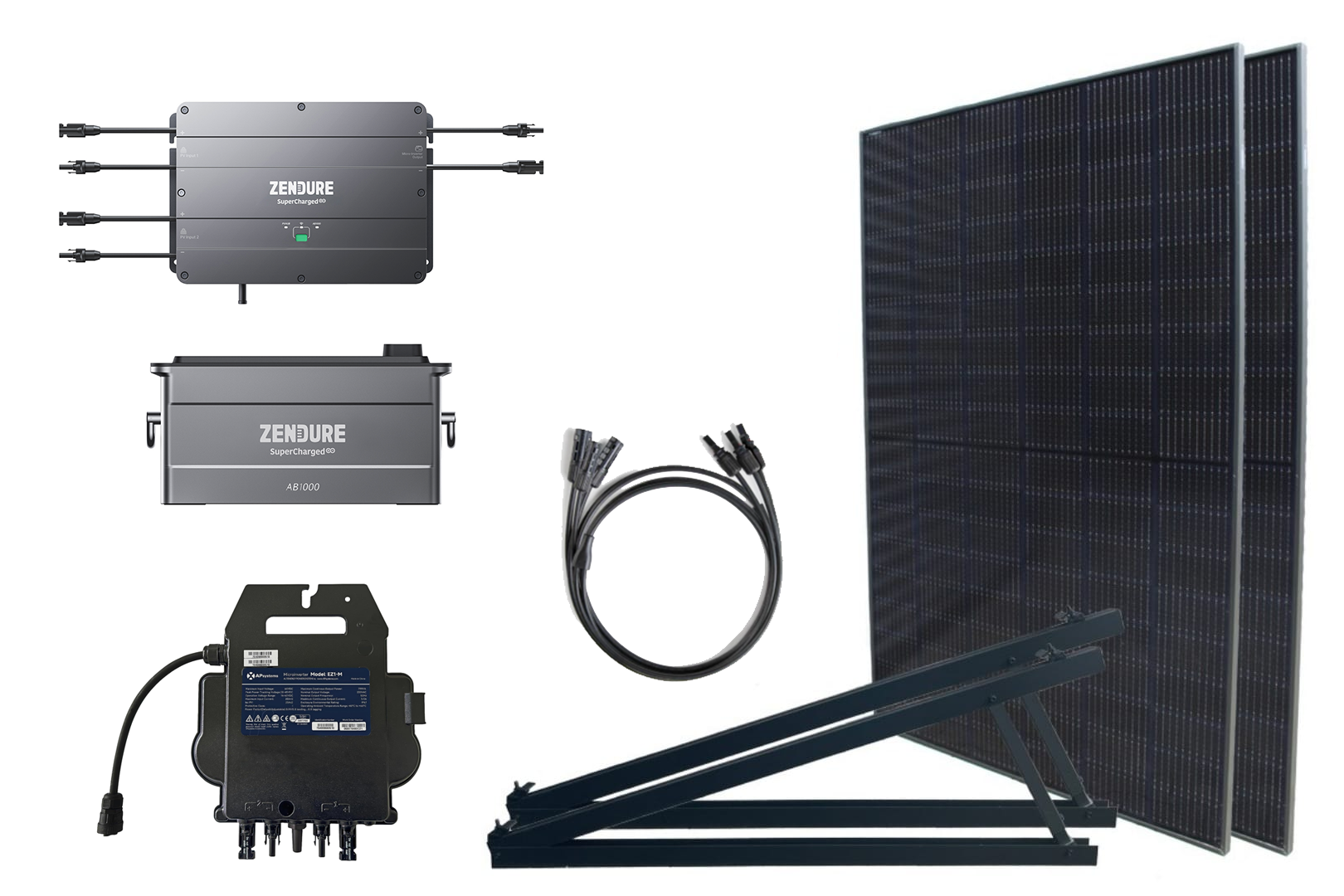 [ZENDURE Bundle] SolarFlow PVHub + 800W Wechselrichter + 2x  550W Solarpanel + AB1000 Batterie [ 960Wh / 1200W ] Balkonkraftwerk