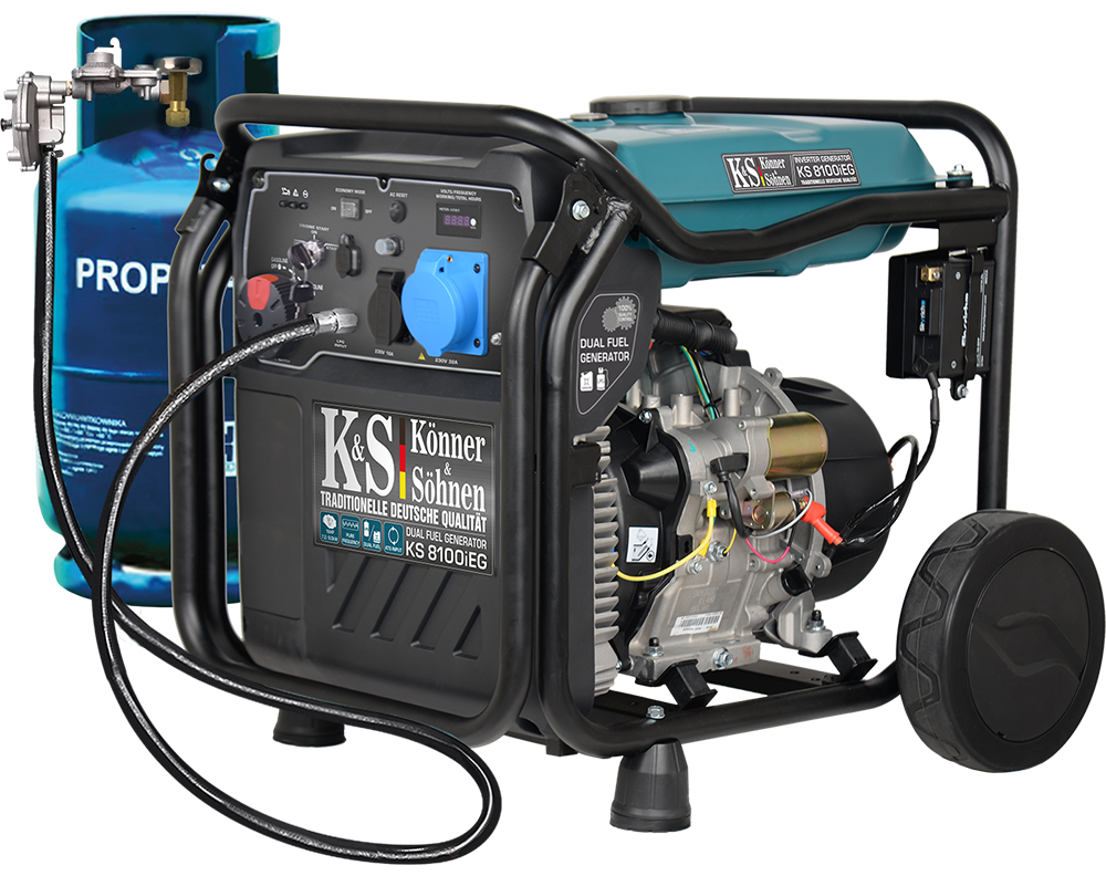 K&S Inverter 8.000 Watt Gas & Benzin KS8100iEG Stromaggregat mit E-Starter K&S Inverter 8.000 Watt Gas & Benzin KS8100iEG Stromaggregat mit E-Starter