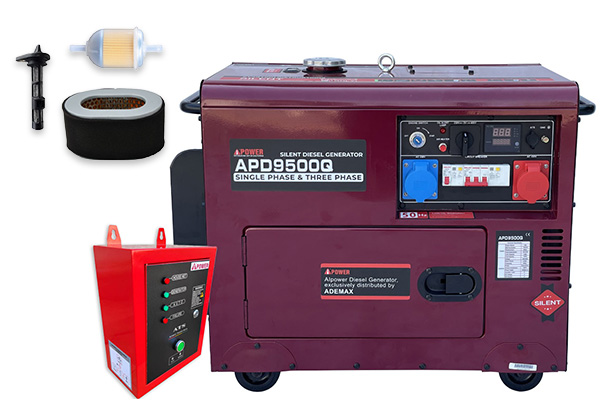 Ai Power 8 kVA Diesel mit GRATIS ATS-Box & Wartungsset APD9500Q ADEMAX Edition 230&400V Stromaggregat Ai Power 8 kVA Diesel mit GRATIS ATS-Box & Wartungsset APD9500Q ADEMAX Edition 230&400V Stromaggregat