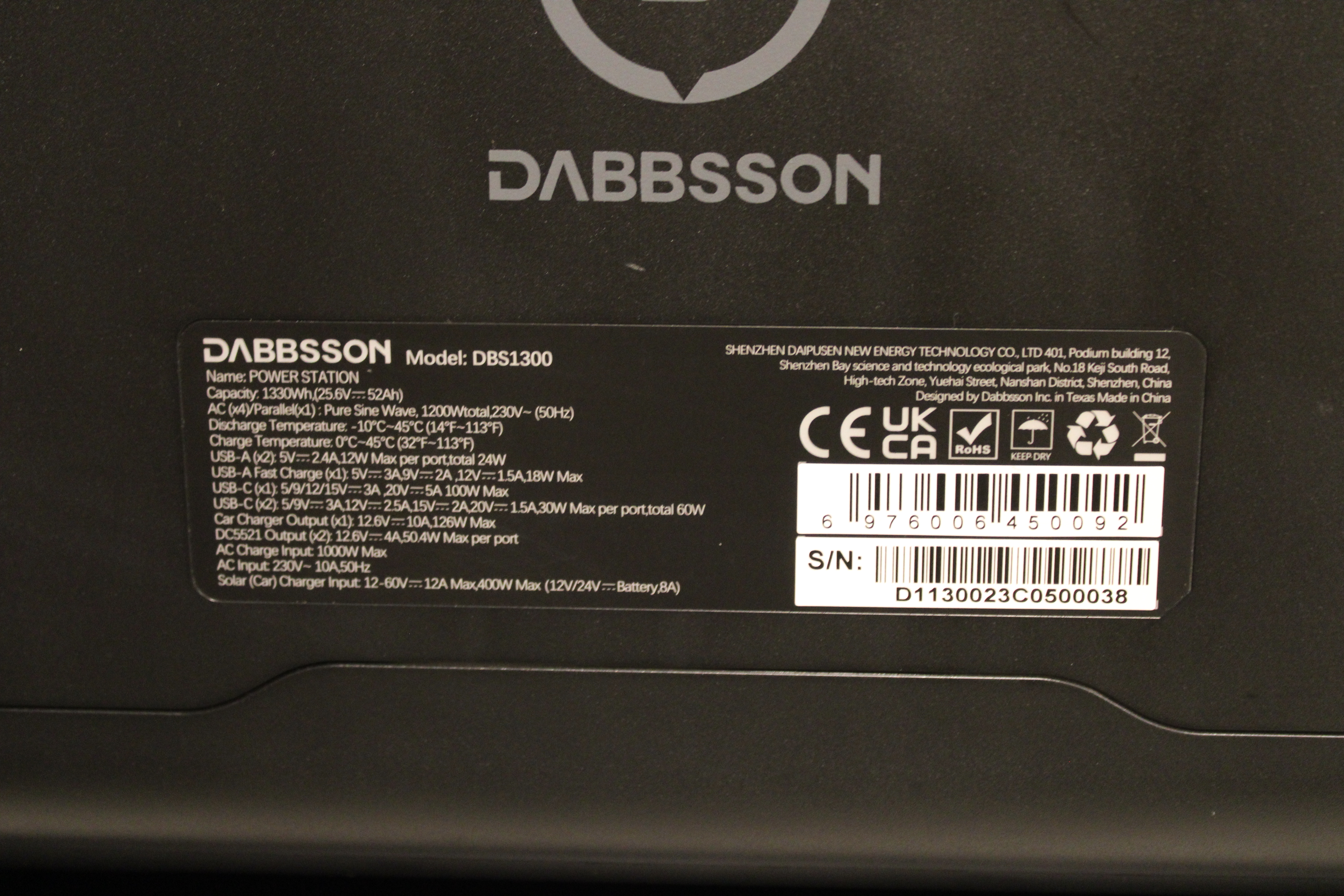 [OUTLET#395] DABBSSON DBS1300 Tragbare Powerstation 1,33 kWh Solargenerator 