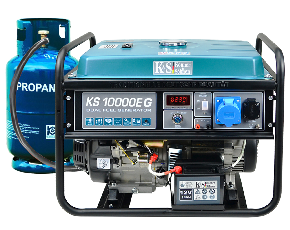 K&S Gas- und Benzin-Stromaggregat 8.000 Watt KS10000EG Dual Fuel K&S Gas- und Benzin-Stromaggregat 8.000 Watt KS10000EG Dual Fuel