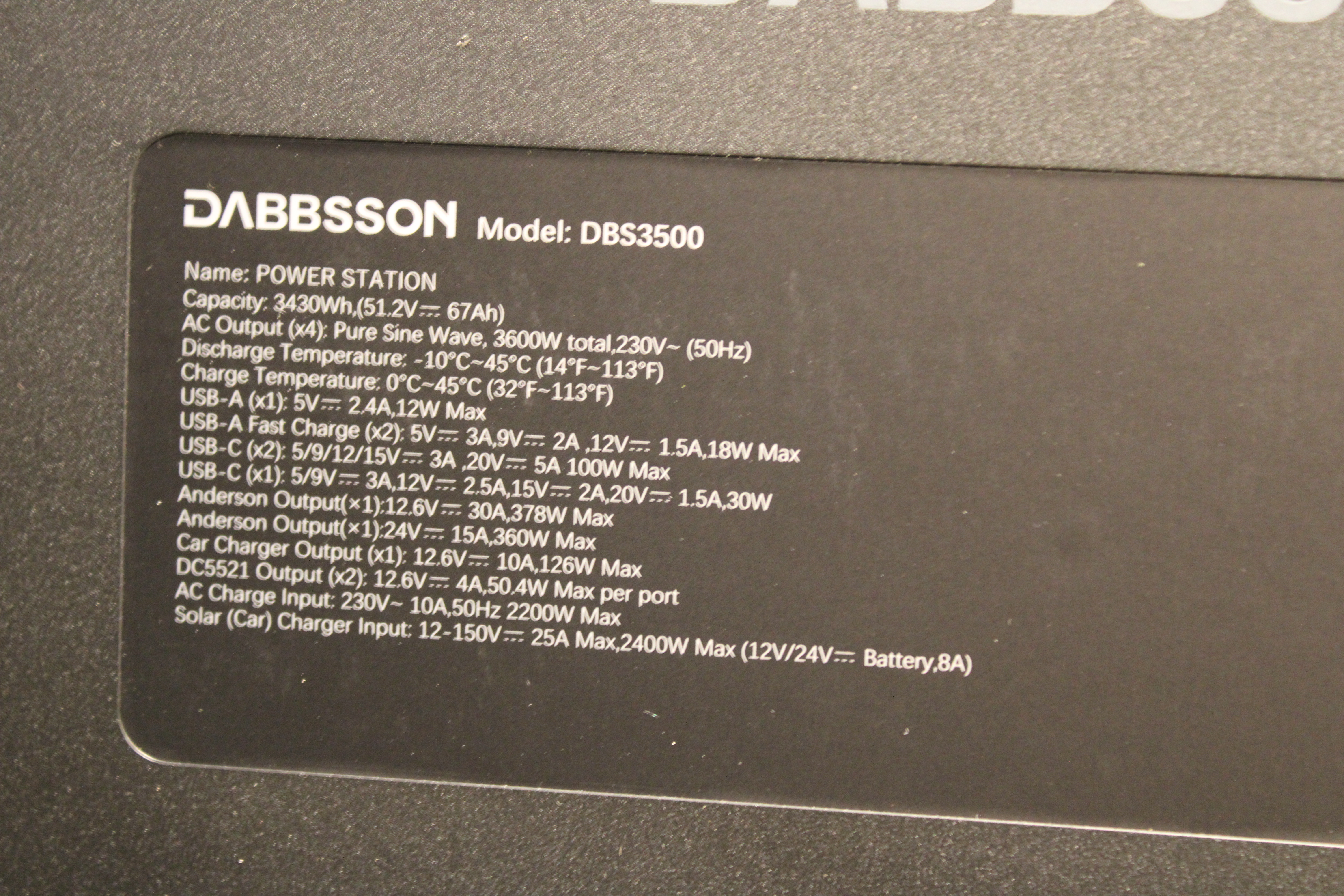 [OUTLET#397] DABBSSON DBS3500 Tragbare Powerstation 3600W Solargenerator