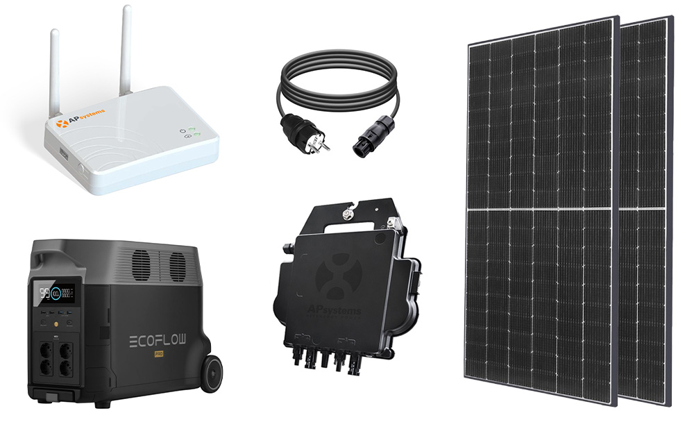 [BUNDLE] Ecoflow Delta Pro + Balkonkraftwerk 600 W Trina Solar Panel + APsystems Wechselrichter und Kommunikationseinheit