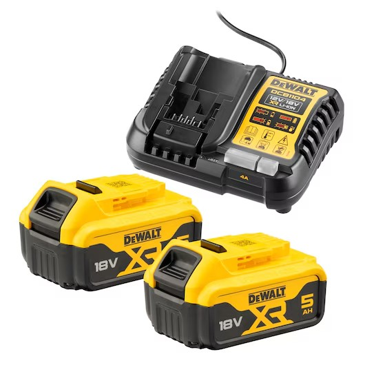 DeWalt 18V Akku-Kit (2x 18V / 5Ah + Schnelladegerät DCB1104)