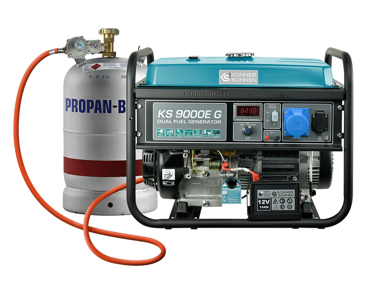 K&S 6000 Watt Gas & Benzin Stromaggregat KS9000EG Dual Fuel 