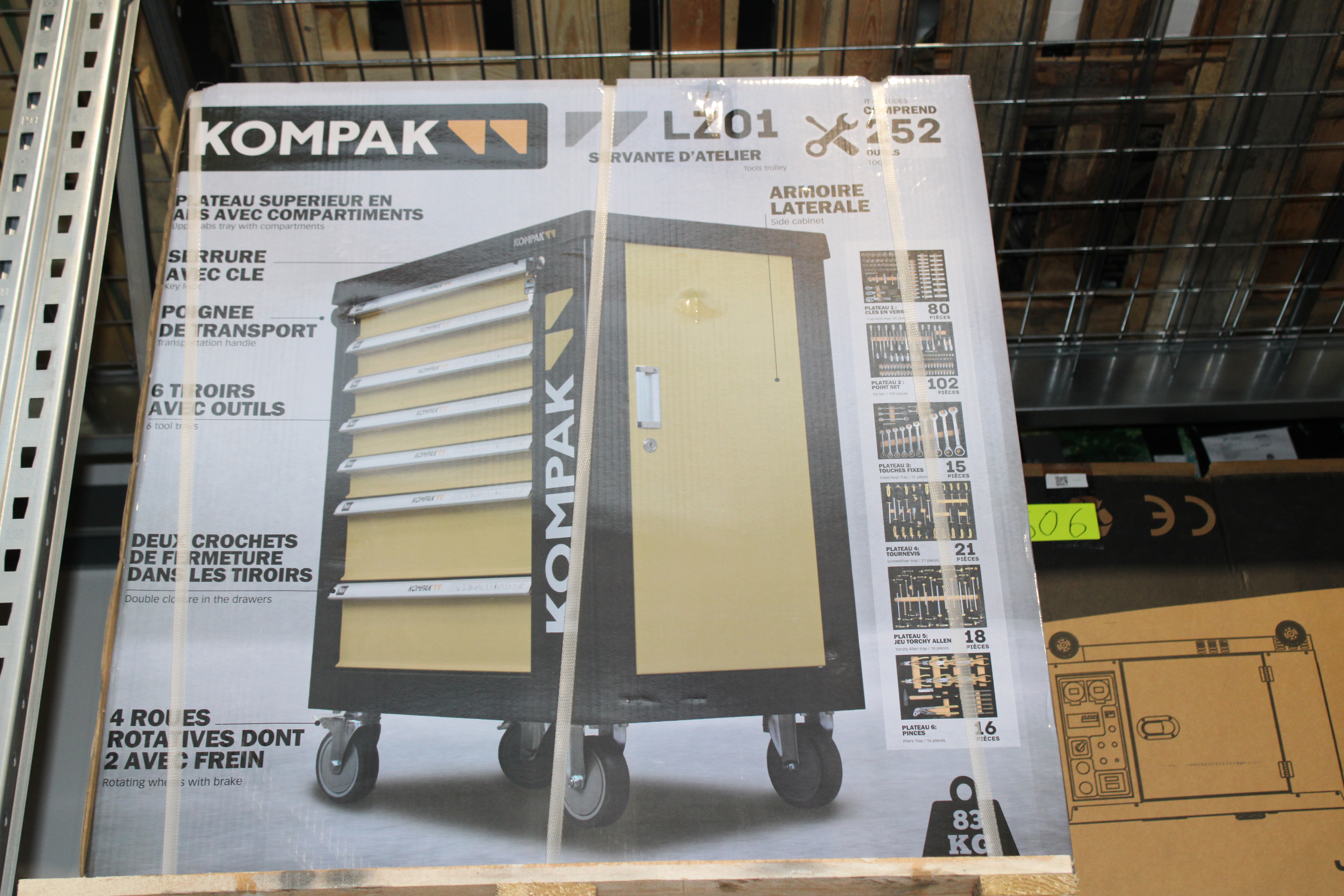 [OUTLET#538] Werkstattwagen mit 252 Teilen, Werkzeugwagen Kompak LZ01, Werkzeug mit Top Qualität